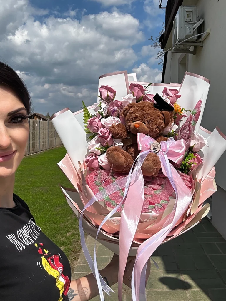 Ballagási csokor gumicukrokkal